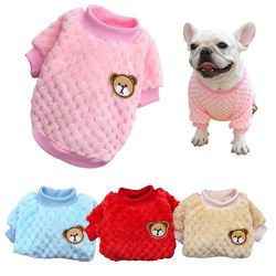 bear embroidery pet dog vest: winter warm clothes for small dogs - plush puppy cat coat for yorkies, chihuahua, shih tzu