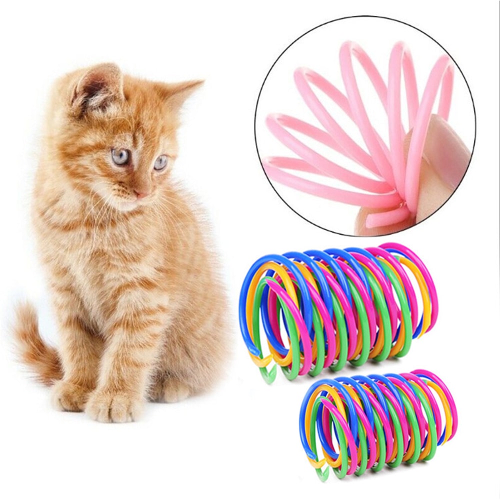 UpIRKittenCoilSpiralSpringsCatToysInteractiveGaugeCatSpringToyColorfulSpringsCatPetTo
