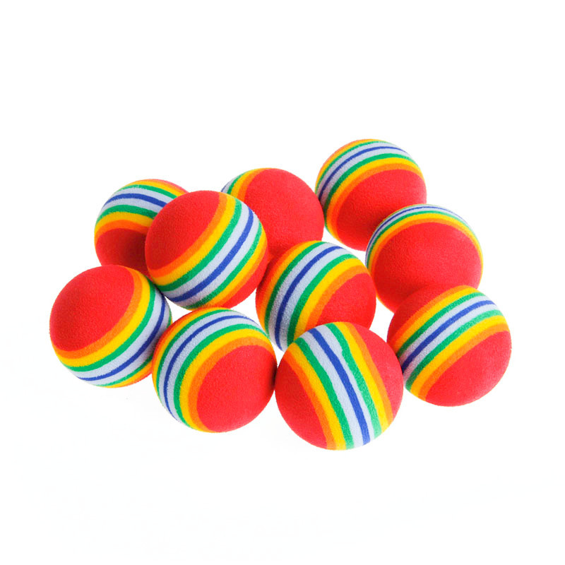 6yGsEVARainbowCatToysBallInteractiveCatDogPlayChewingRattleScratchEVABallTrainingBall