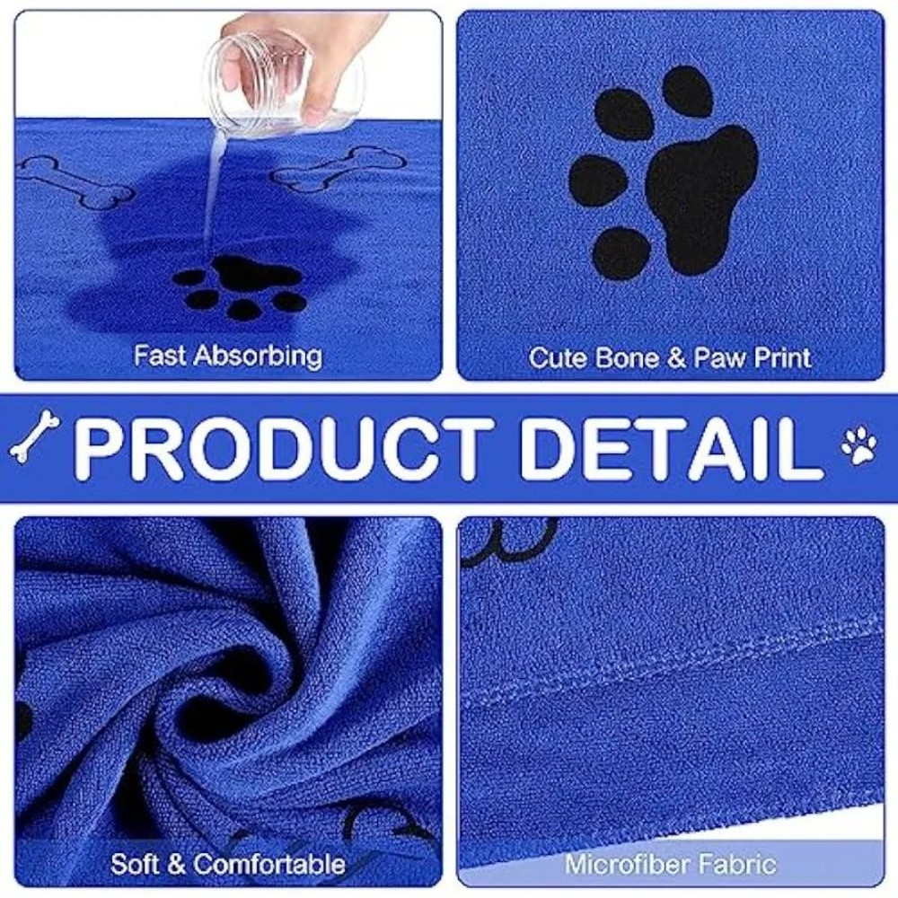 QuickDrying Microfiber Dog Towel Super Absorbent Pet Bath Towel For Dogs  Car Wiping Cloth 4