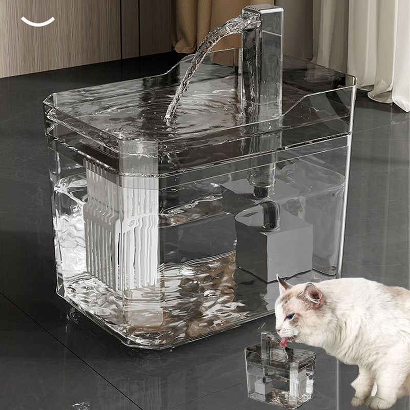 Automatic Cat Drinker Fountain Recirculating Filtering Water Dispenser with Transparent Design  An
