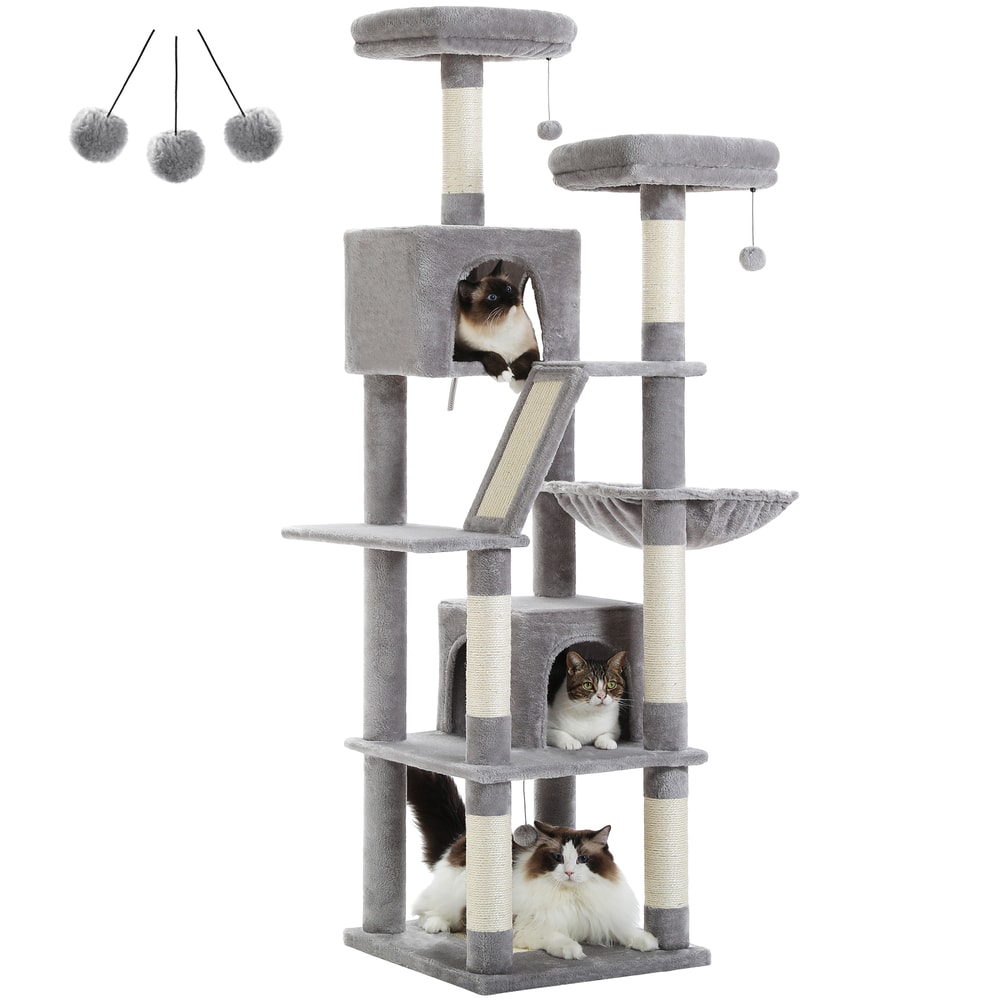 MultiLevel Plush Cat Tree ExtraLarge Cat Tower With Scratching Boards Perches Caves 4