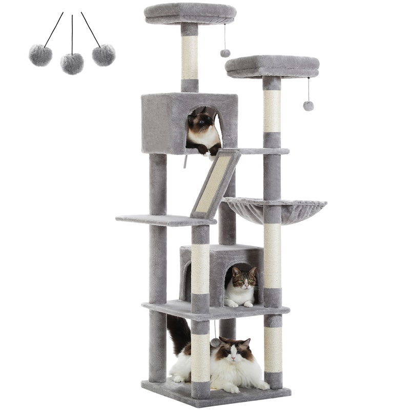 MultiLevel Plush Cat Tree ExtraLarge Cat Tower With Scratching Boards Perches Caves 4