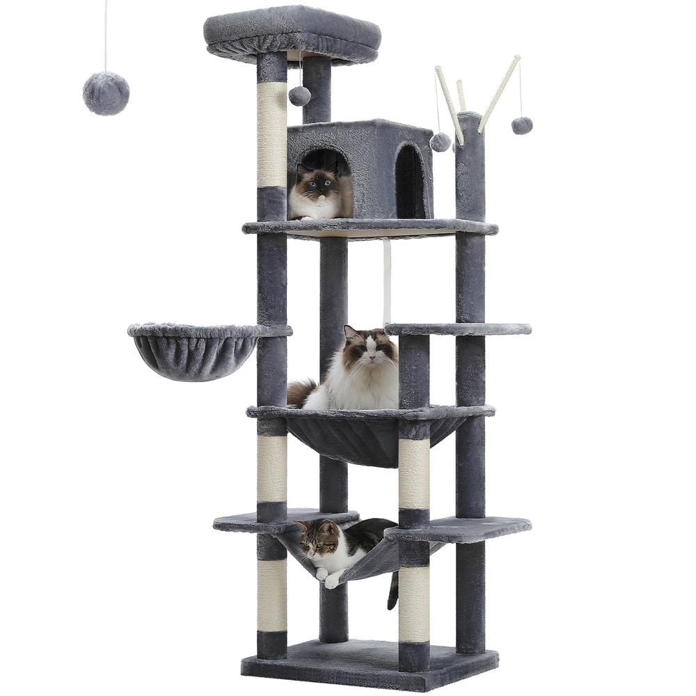 MultiLevel Plush Cat Tree ExtraLarge Cat Tower With Scratching Boards Perches Caves 14