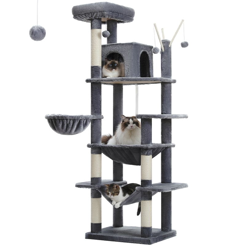 MultiLevel Plush Cat Tree ExtraLarge Cat Tower With Scratching Boards Perches Caves 14