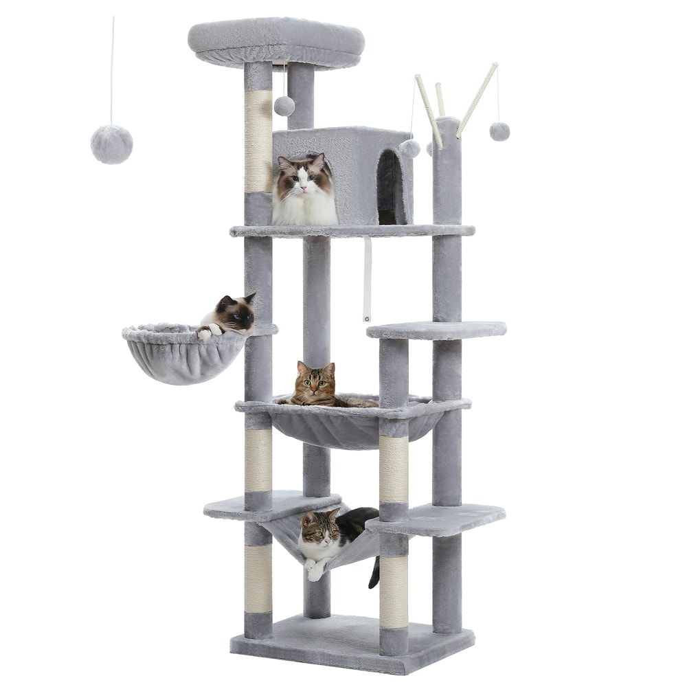 MultiLevel Plush Cat Tree ExtraLarge Cat Tower With Scratching Boards Perches Caves 3