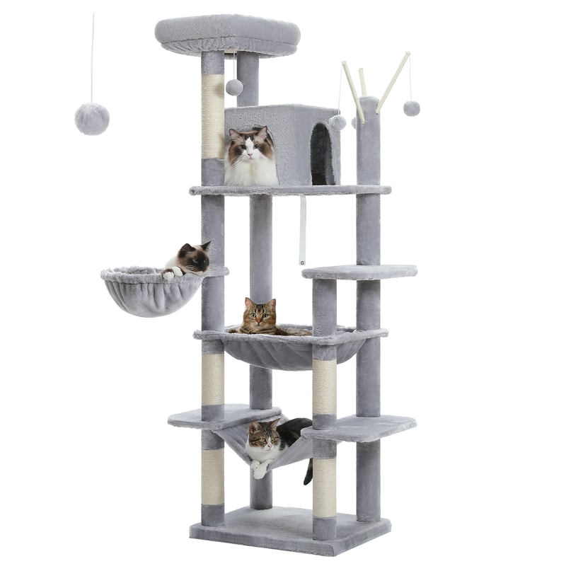 MultiLevel Plush Cat Tree ExtraLarge Cat Tower With Scratching Boards Perches Caves 3