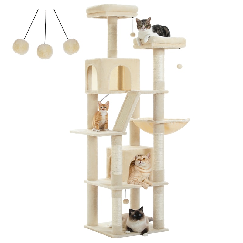 MultiLevel Plush Cat Tree ExtraLarge Cat Tower With Scratching Boards Perches Caves 8