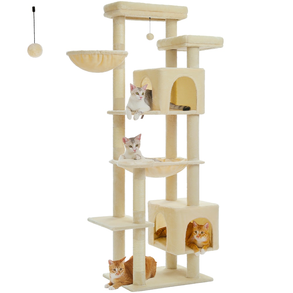 MultiLevel Plush Cat Tree ExtraLarge Cat Tower With Scratching Boards Perches Caves 9