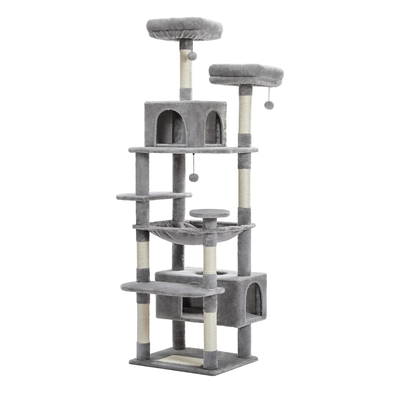 MultiLevel Plush Cat Tree ExtraLarge Cat Tower With Scratching Boards Perches Caves 6