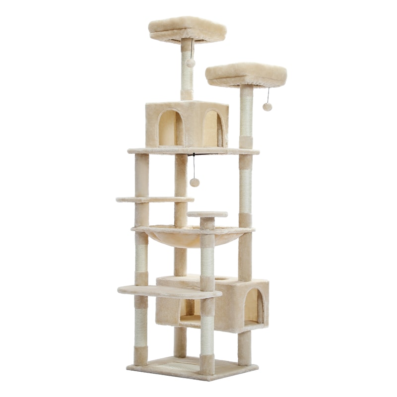 MultiLevel Plush Cat Tree ExtraLarge Cat Tower With Scratching Boards Perches Caves 7