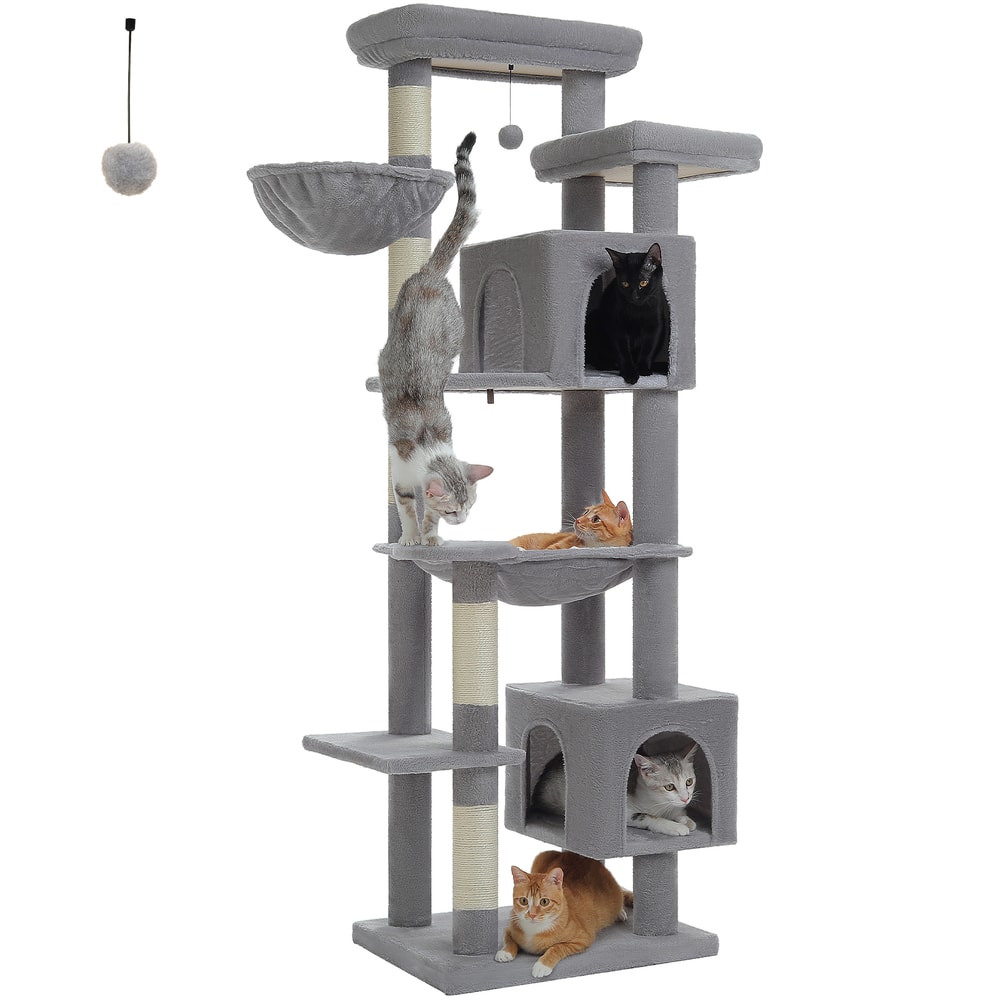 MultiLevel Plush Cat Tree ExtraLarge Cat Tower With Scratching Boards Perches Caves 5