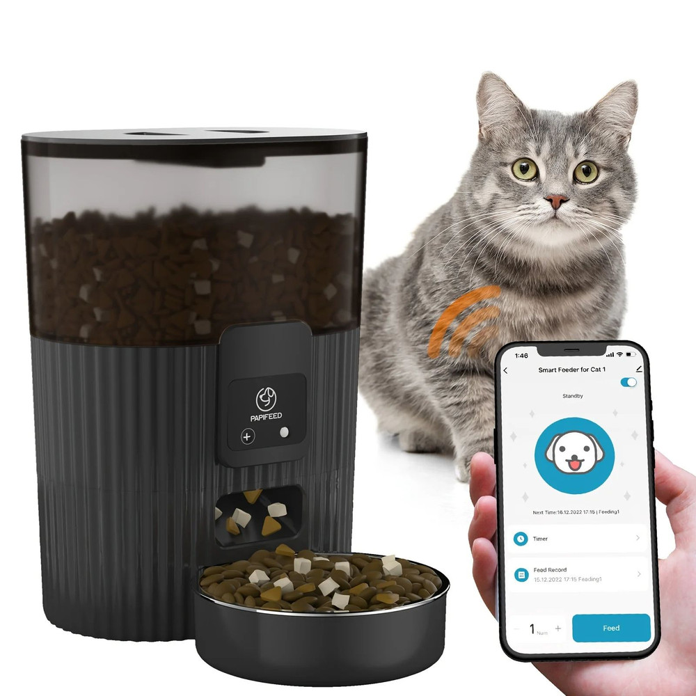 PAPIFEED Smart Automatic Cat Feeder WiFi Remote Pet Food Dispenser For Cats And Dogs With Timed Por 1