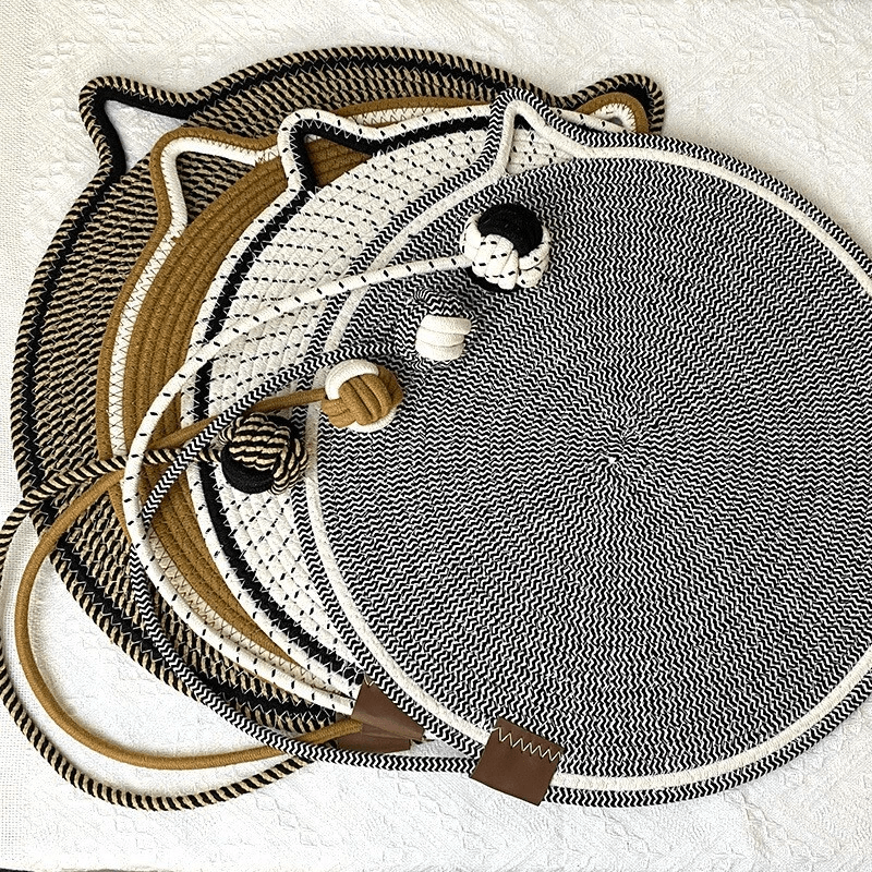 Cat Scratching Post Pad Mat With Ball Toy Round Circular Non Slip Scratcher For Indoor Cats Fun Int 1