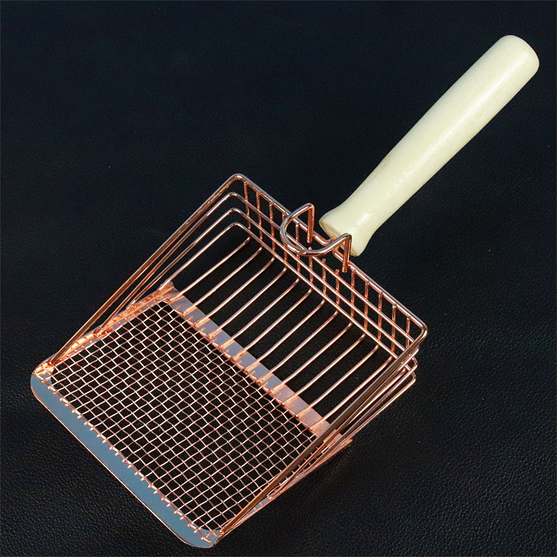 Stainless Steel Cat Litter Shovel – Rust-Proof & Washable Toilet Cleaning Scoop with Wooden Handle