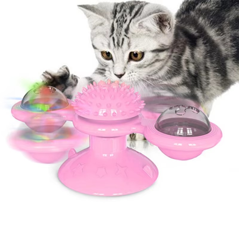 Cat Windmill Toy Interactive Turntable Puzzle Game  Toothbrush For Kittens 3