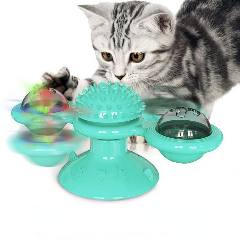 Cat Windmill Toy Interactive Turntable Puzzle Game  Toothbrush For Kittens 4