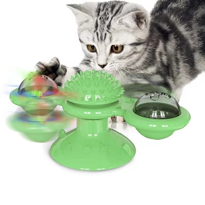 Cat Windmill Toy Interactive Turntable Puzzle Game  Toothbrush For Kittens 5