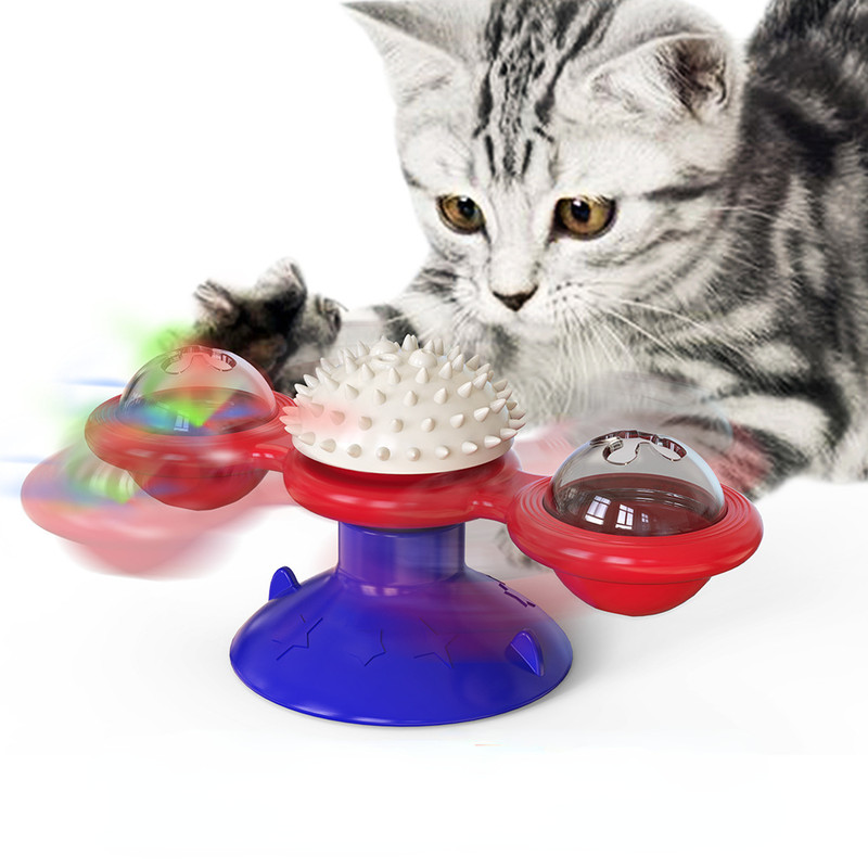 Cat Windmill Toy Interactive Turntable Puzzle Game  Toothbrush For Kittens 6