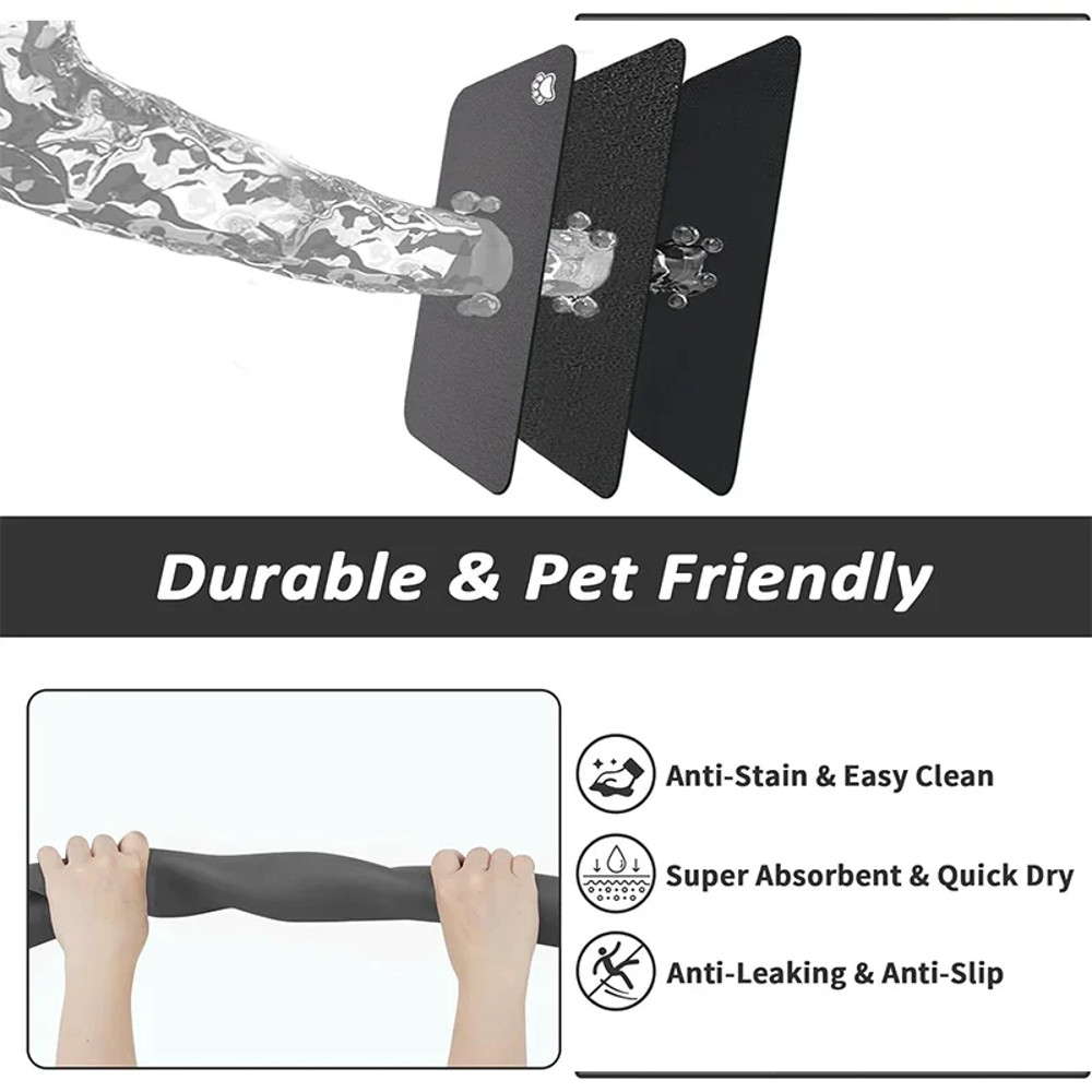 NonSlip Dog Cat Placemat Messy Drinkers Mat For Food  Water Bowls Fast Drying 5