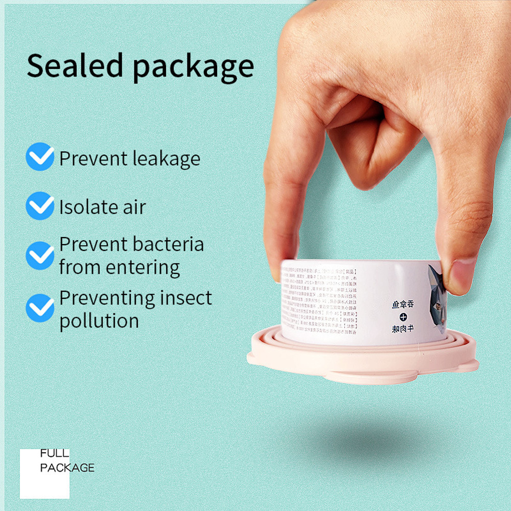 Portable Silicone Dog Cat Canned Food Sealer With Spoon Storage Cover For Pet Bowls 1