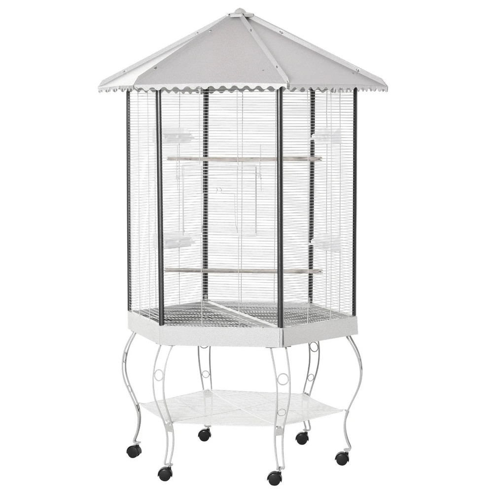 Large Parrot Bird Cage With Stand Wheels Macaw Aviary For Cockatoo Finch Parakeet 4