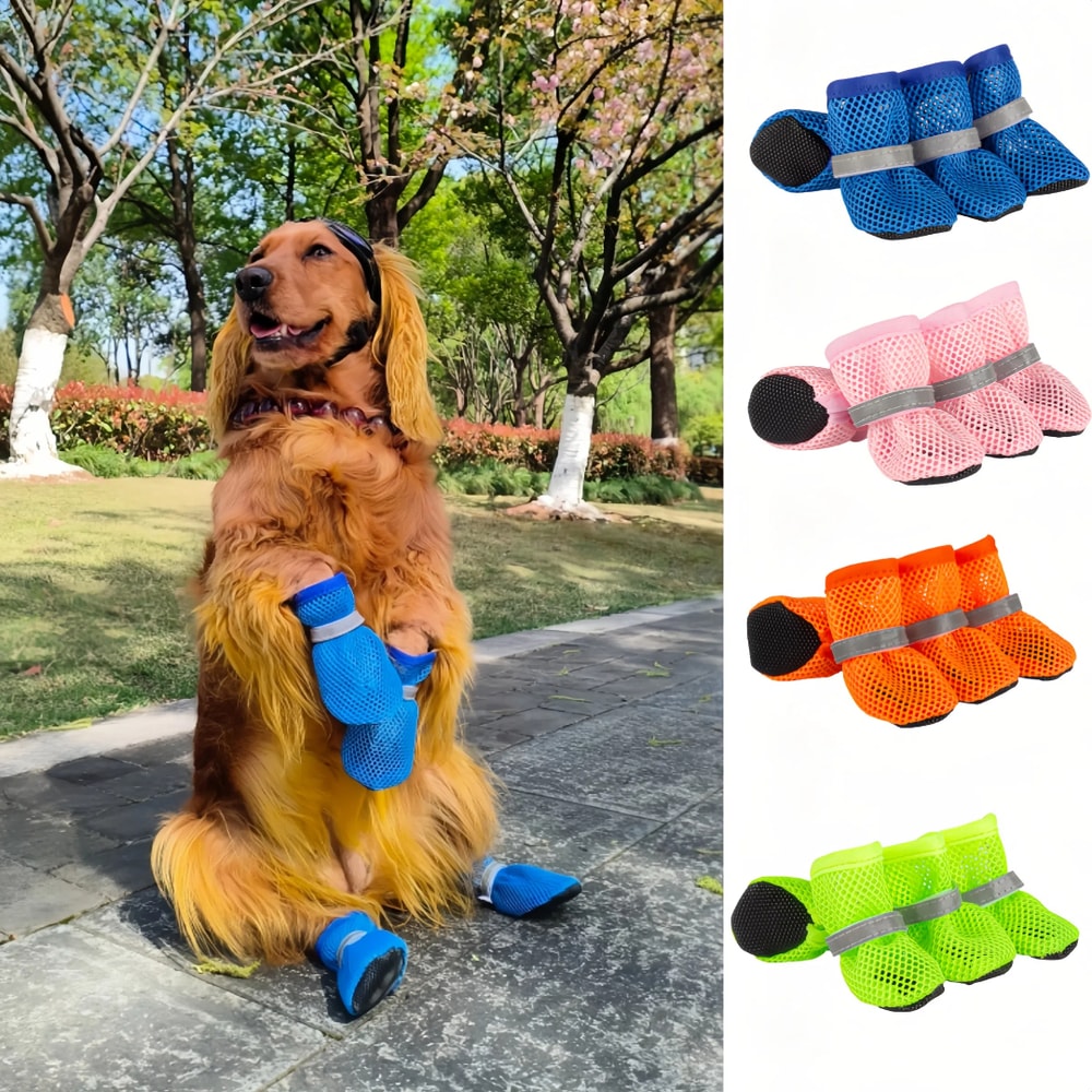 Dog Shoes For Summer Breathable AntiSlip Pet Boots Outdoor WearResistant Dog Booties For Small Medi