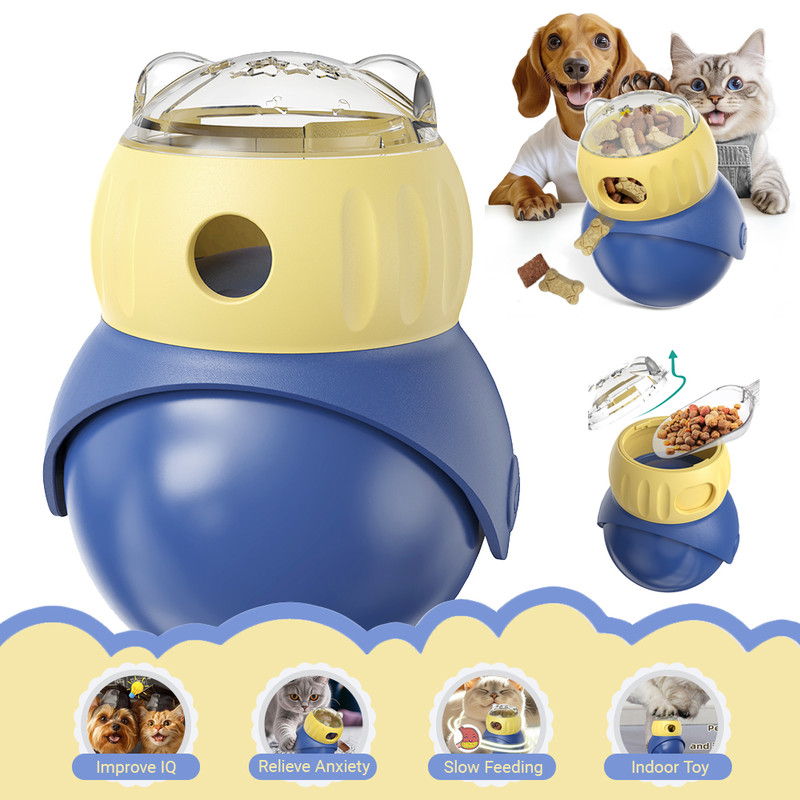Interactive Cat Toy Treat Dispenser Tumbler Puzzle Feeder Ball For Indoor Pets IQBoosting Slow Feed 1