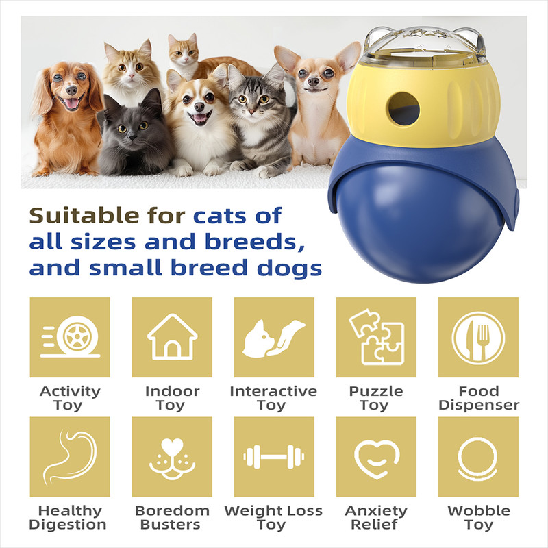 Interactive Cat Toy Treat Dispenser Tumbler Puzzle Feeder Ball For Indoor Pets IQBoosting Slow Feed 4