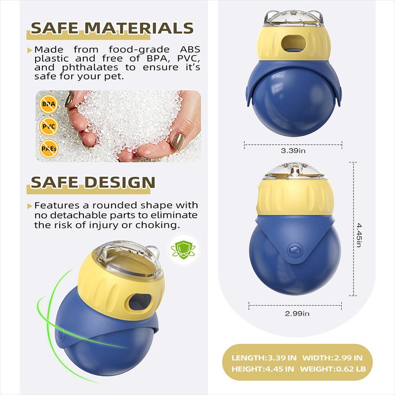 Interactive Cat Toy Treat Dispenser Tumbler Puzzle Feeder Ball For Indoor Pets IQBoosting Slow Feed 5