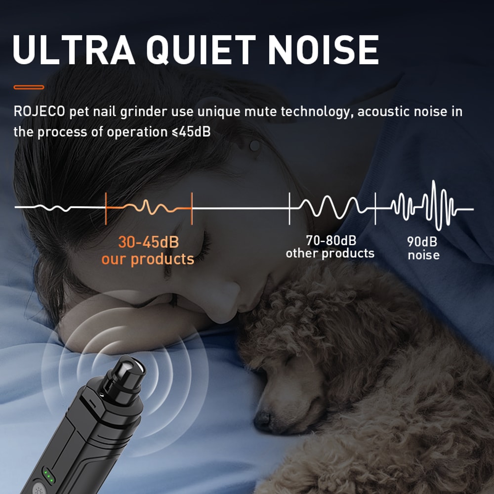 Rechargeable Dog Nail Grinder With LED Light For Dogs Cats 2