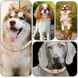 luxury cuban link dog collar with secure buckle | bling metal pet jewelry for dogs & cats