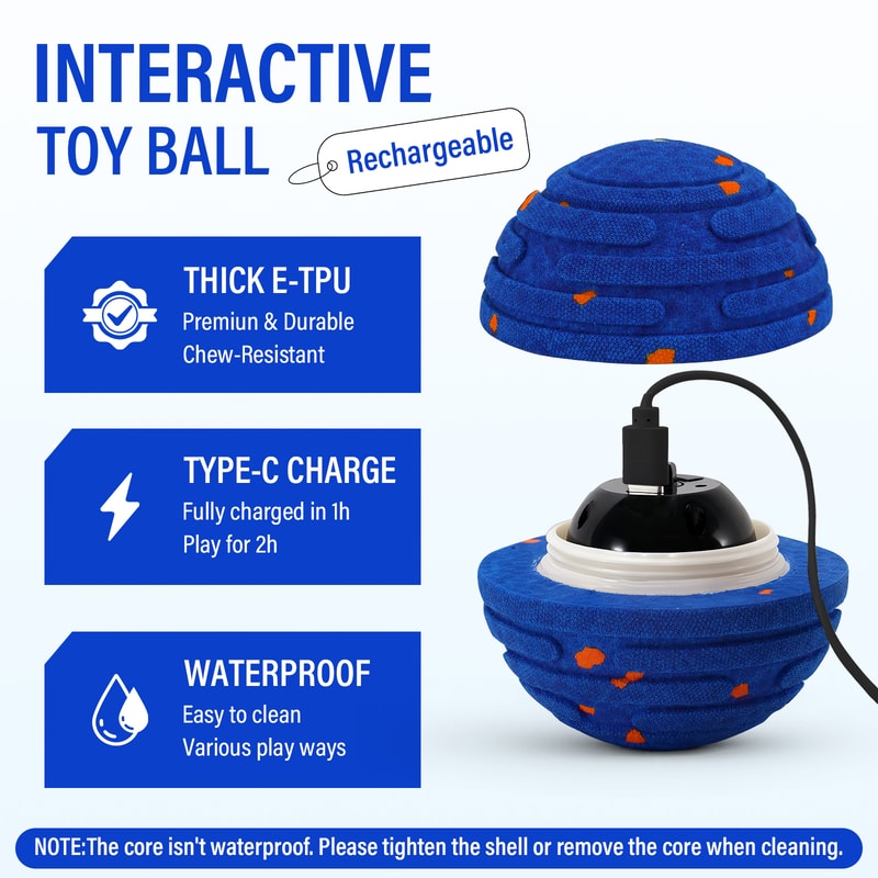 Dog Ball Indestructible Rechargeable Moving Toy For Aggressive Chewers 4