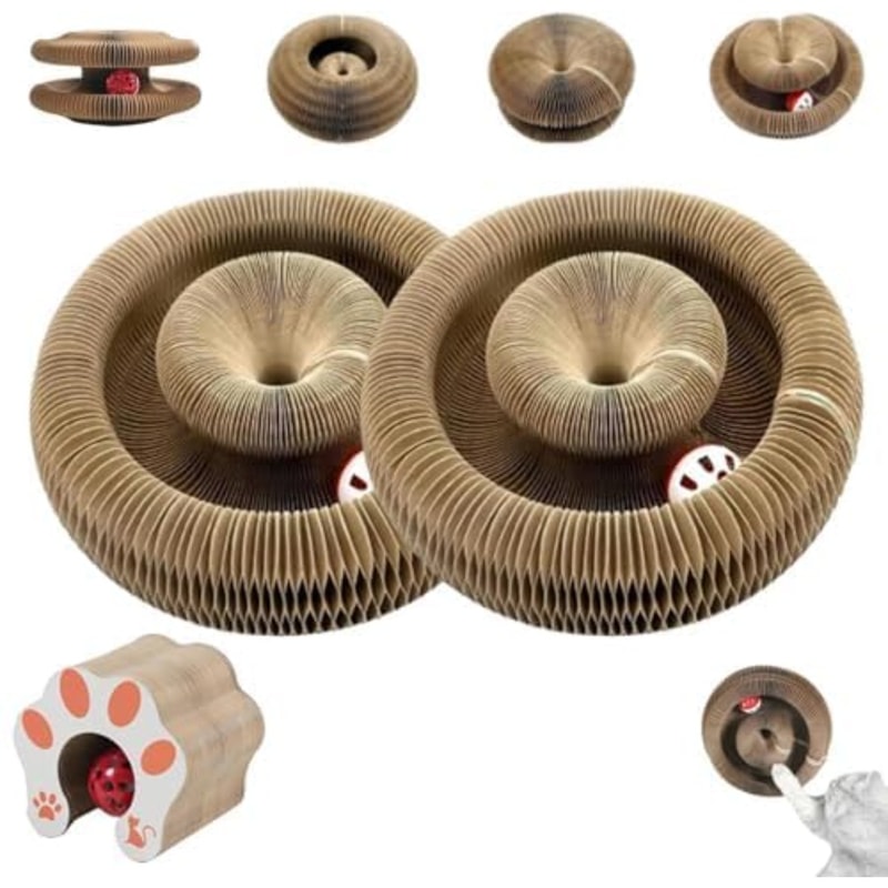 Cat Toy For Indoor Cats Foldable Recyclable Accordion Scratcher Board With Ball Interactive Play Pa 1