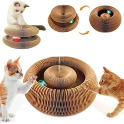 cat toy for indoor cats foldable recyclable accordion scratcher board with ball interactive play pad in multi color