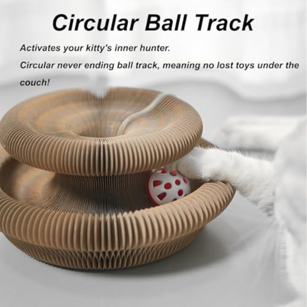 Cat Toy For Indoor Cats Foldable Recyclable Accordion Scratcher Board With Ball Interactive Play Pa 4