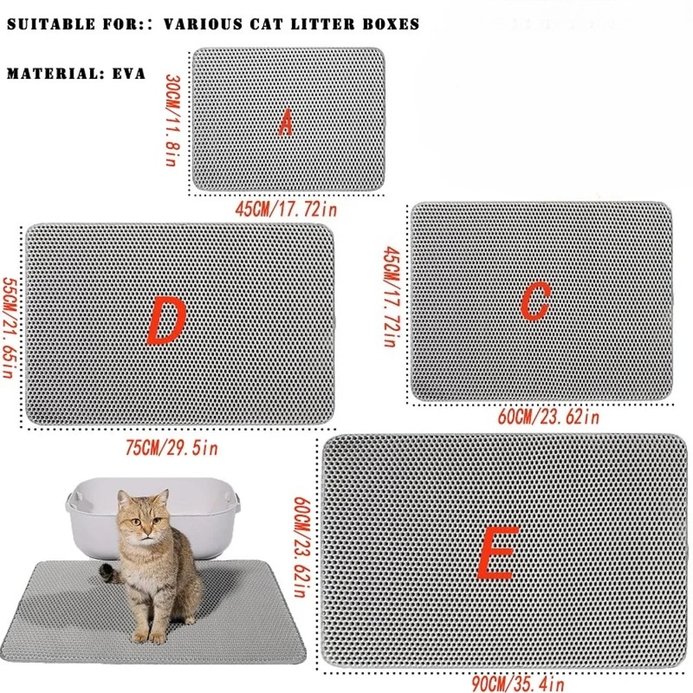 Large Waterproof Double Layer Cat Litter Trapping Mat Non Slip Pet Litter Box Pad
