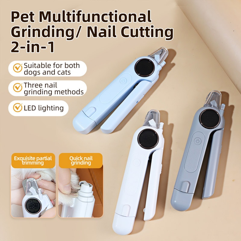 Pet Nail Clipper with Light & Electric Grinder for Dogs and Cats