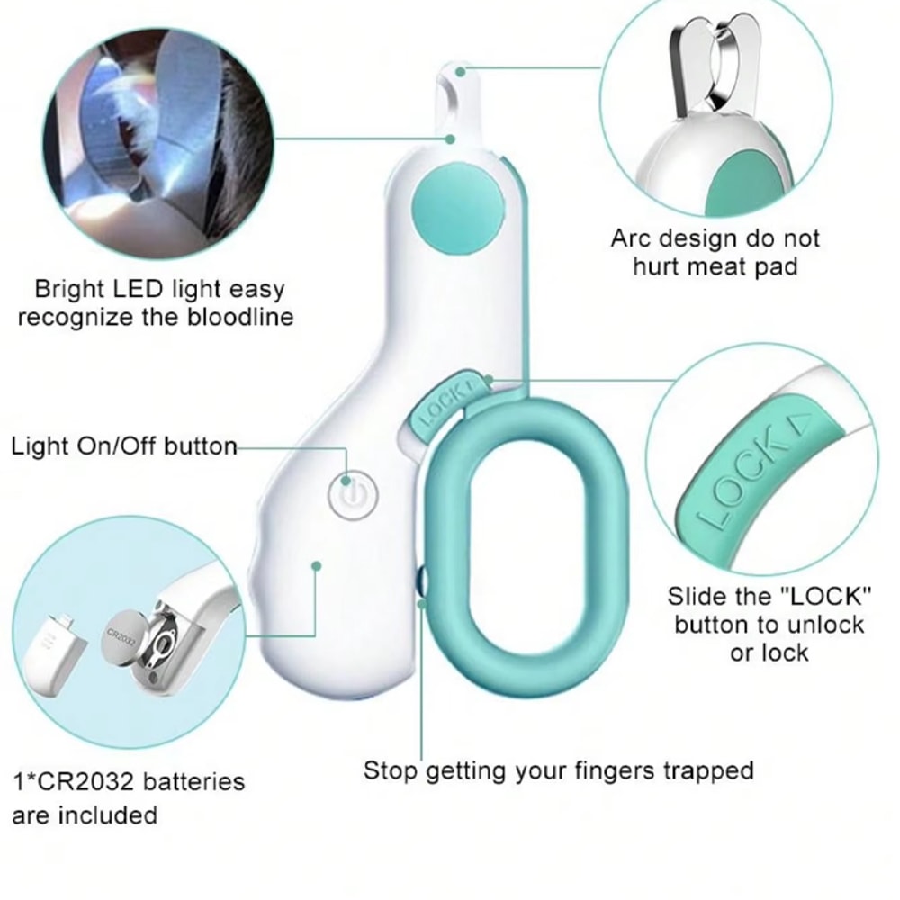 Premium LED Pet Nail Clipper For Dogs Cats Safe Dog Cat Nail Trimmer With Safety Lock 2