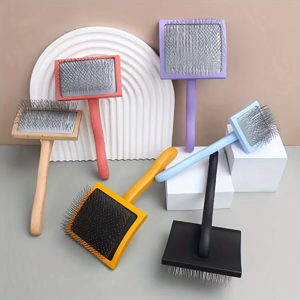 Extra Long Pin Slicker Brush for Doodles, Dogs & Cats Deshedding and Detangling Grooming Tool