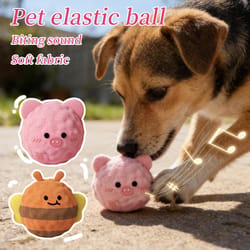 cartoon squeaky dog chew toy plush ball for teething, dental cleaning & interactive play
