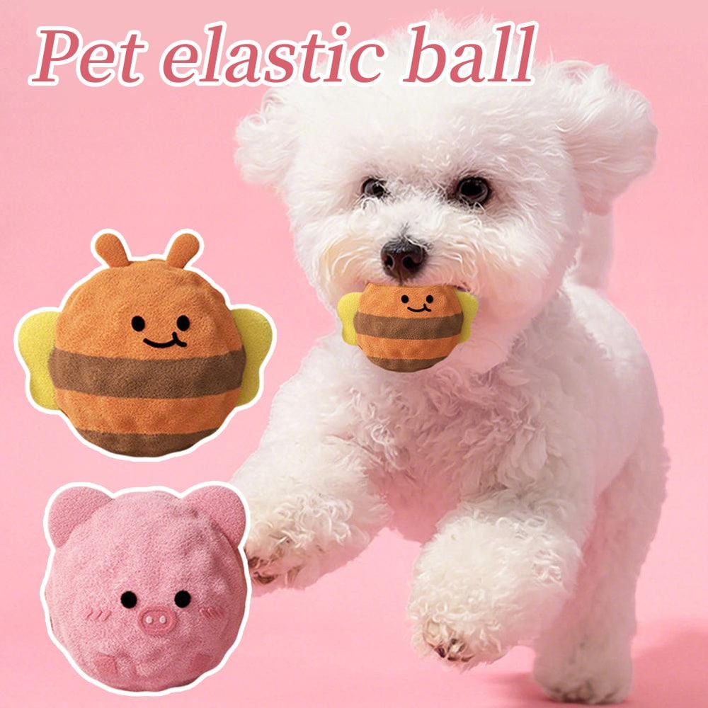 Cartoon Squeaky Dog Chew Toy Plush Ball for Teething, Dental Cleaning & Interactive Play