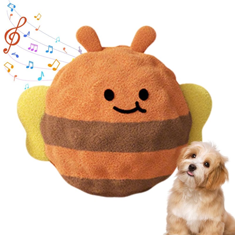 Cartoon Squeaky Dog Chew Toy Plush Ball for Teething, Dental Cleaning & Interactive Play