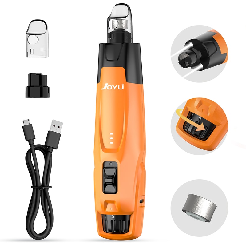 6 Speed Quiet Dog Nail Grinder with Dual LED Lights & Rechargeable Power