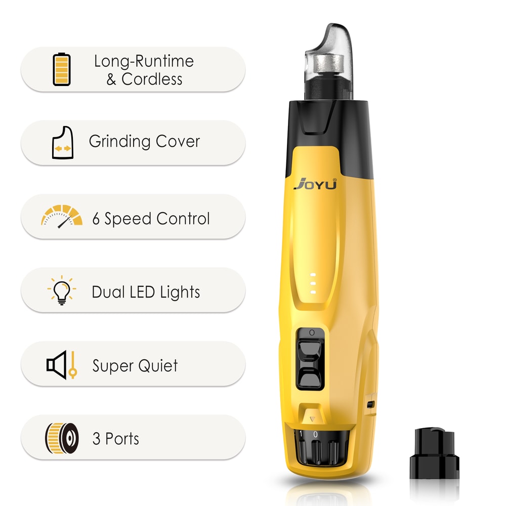 6 Speed Quiet Dog Nail Grinder with Dual LED Lights & Rechargeable Power