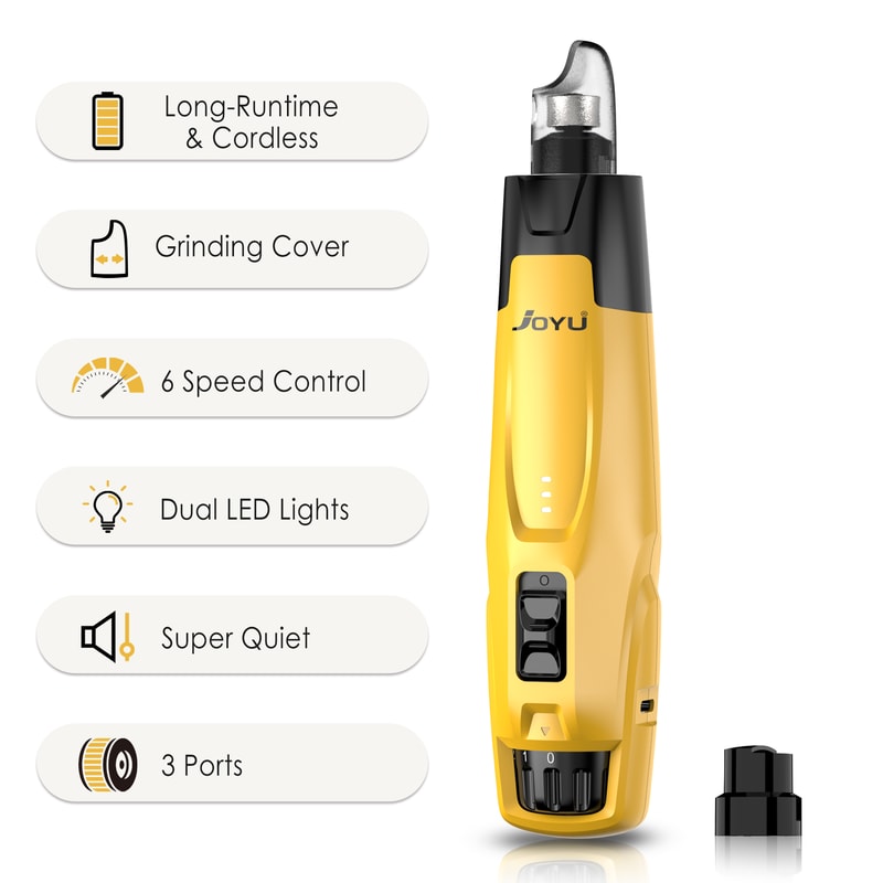 6 Speed Quiet Dog Nail Grinder with Dual LED Lights & Rechargeable Power