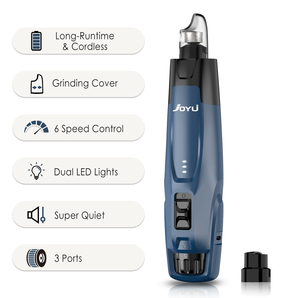 6 Speed Quiet Dog Nail Grinder with Dual LED Lights & Rechargeable Power