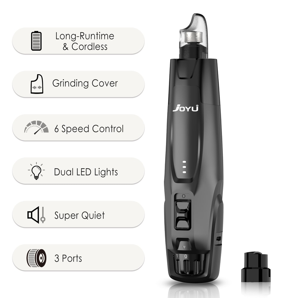 6 Speed Quiet Dog Nail Grinder with Dual LED Lights & Rechargeable Power