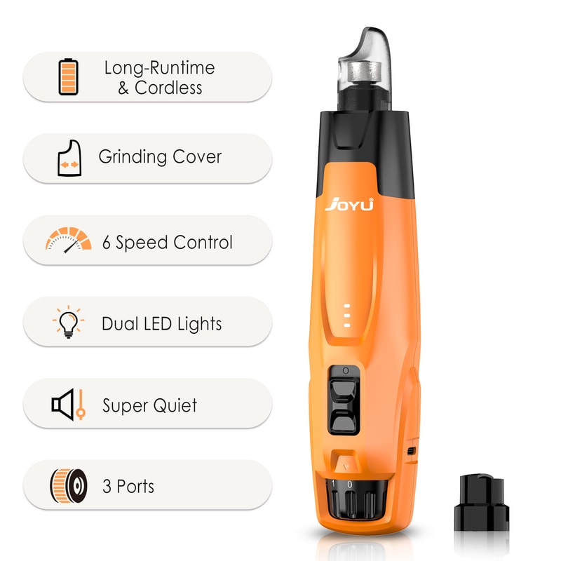 6 Speed Quiet Dog Nail Grinder with Dual LED Lights & Rechargeable Power