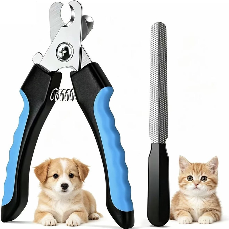 Professional Stainless Steel Pet Nail Clippers with File Safe Dog & Cat Grooming Trimmers